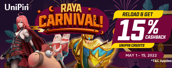 Raya Carnival 1: Sausage Man, Lords Mobile, and Dragon Raja-Get 15% Cashback of UC! (MY)